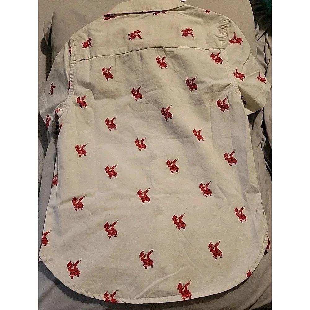 Denim & Flower Ricky Singh Button Down Dabbing Santa Shirt Kid's Size 7 NWT - Picture 6 of 6